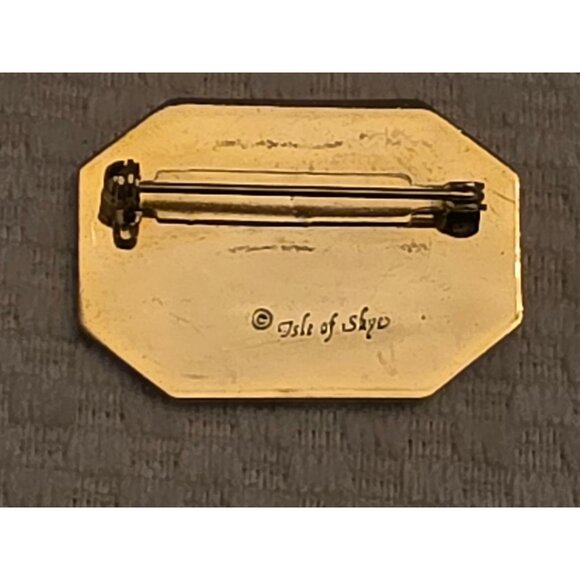 Vintage Isle Of Skye Gold & Blue Enamel Cloisonne Geometric Brooch Pin - Picture 4 of 5